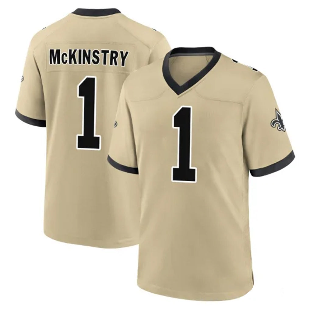 Ndoa NO.Saints #1 Kool-Aid McKinstry Player Gold Home Game Stitched Jerseys