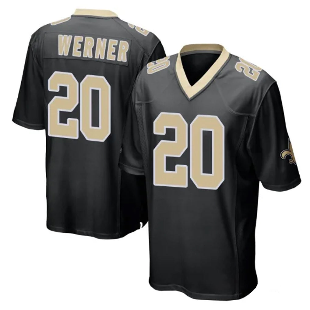 Ndoa NO.Saints #20 Pete Werner Player Black Home Game Stitched Jerseys