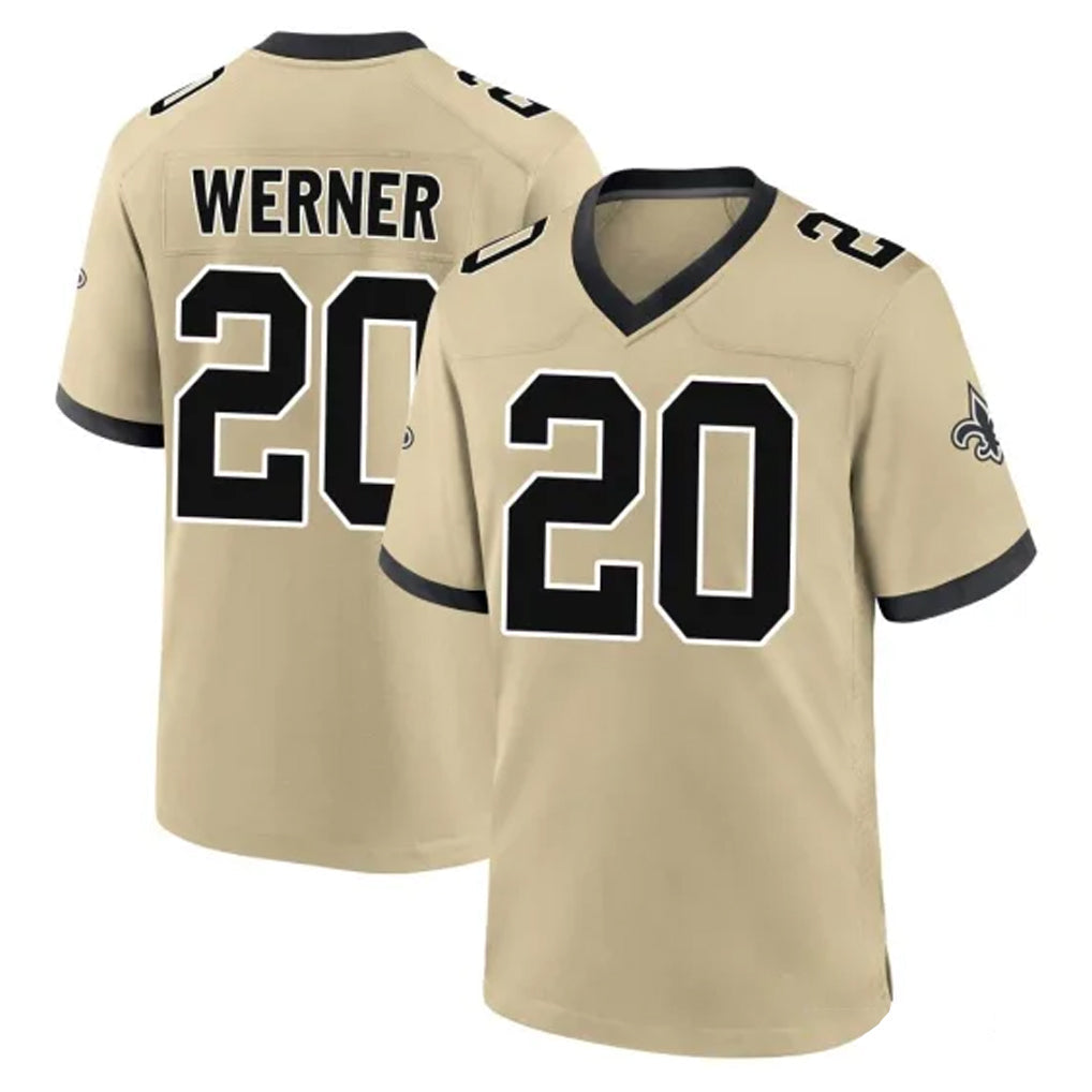 Ndoa NO.Saints #20 Pete Werner Player Gold Home Game Stitched Jerseys