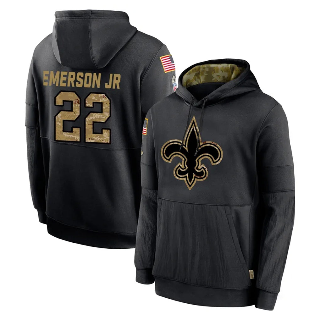 Ndoa NO.Saints #22 Martin Emerson Jr. Player Black Salute to Service Hoodies Limited Game Stitched Jerseys
