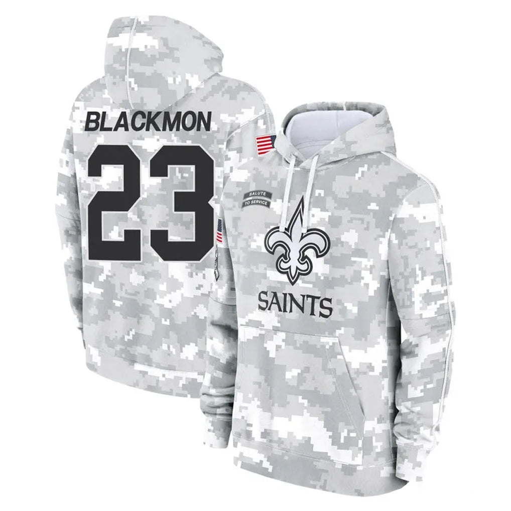 Ndoa NO.Saints #23 Julian Blackmon Player Arctic Camo Salute to Service Pullover Hoodies Limited Game Stitched Jerseys