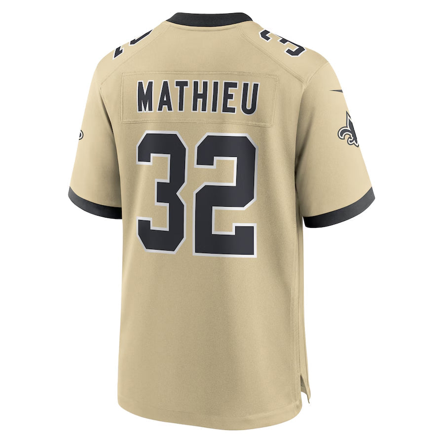 Ndoa NO.Saints #32 Tyrann Mathieu Player Gold Alternate Game Stitched Jerseys