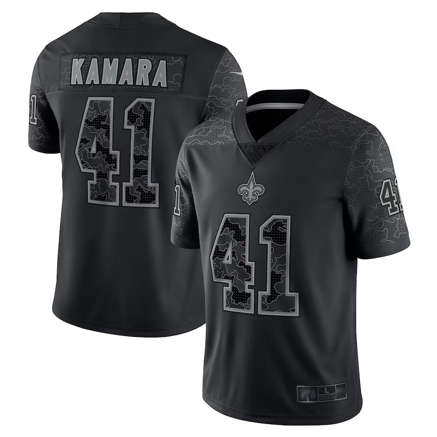 Ndoa NO.Saints #41 Alvin Kamara Player Black RFLCTV Limited Stitched Jerseys