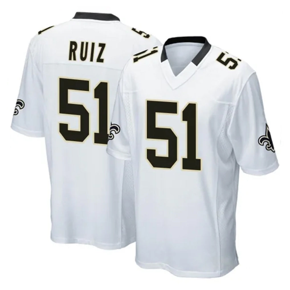 Ndoa NO.Saints #51 Cesar Ruiz Player White Home Game Stitched Jerseys