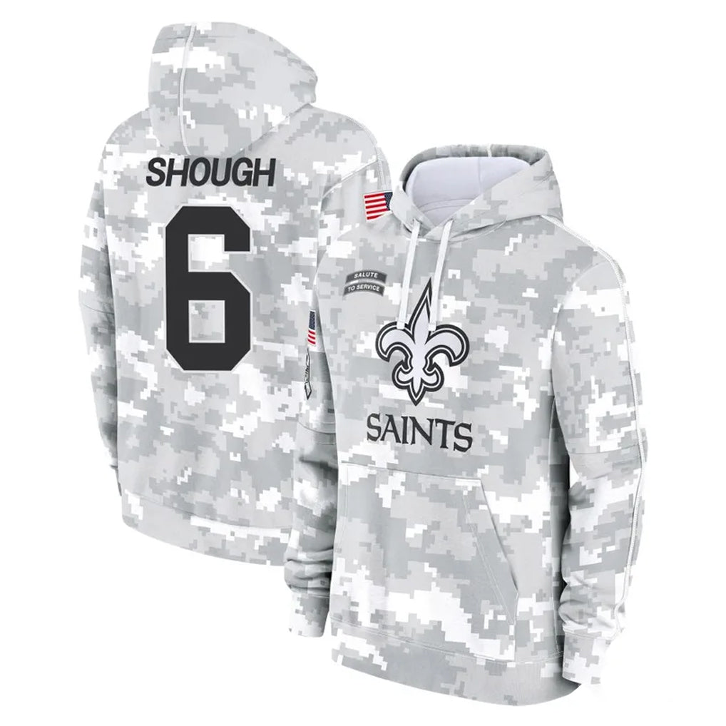 Ndoa NO.Saints #6 Tyler Shough Player Arctic Camo Salute to Service Pullover Hoodies Limited Game Stitched Jerseys
