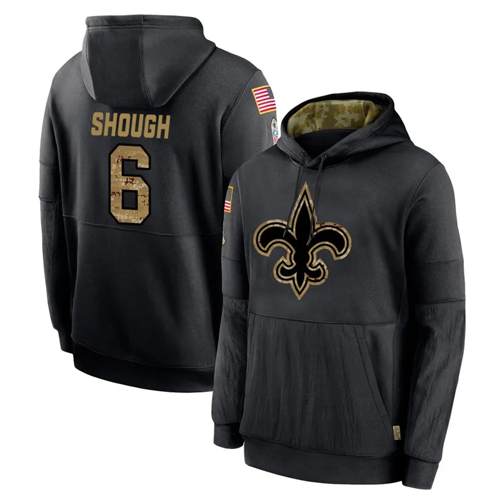 Ndoa NO.Saints #6 Tyler Shough Player Black Salute to Service Hoodies Limited Game Stitched Jerseys