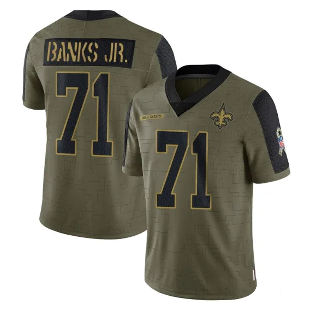Ndoa NO.Saints #71 Kelvin Banks Jr. Player Olive Salute To Service Limited Game Stitched Jerseys