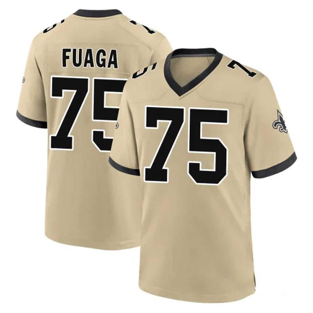 Ndoa NO.Saints #75 Taliese Fuaga Player Gold Home Game Stitched Jerseys
