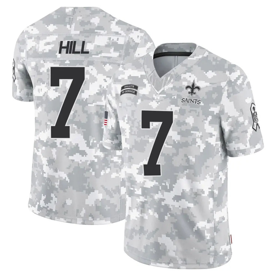 Ndoa NO.Saints #7 Taysom Hill Player Arctic Camo Salute to Service Limited Stitched Jerseys