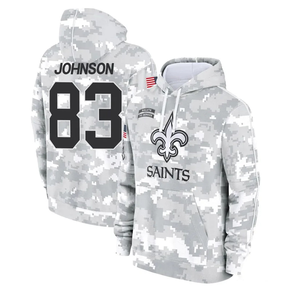 Ndoa NO.Saints #83 Juwan Johnson Player Arctic Camo Salute to Service Pullover Hoodies Limited Game Stitched Jerseys