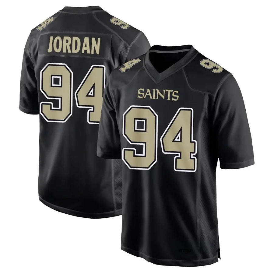 Ndoa NO.Saints #94 Cameron Jordan Player Carbon Black Fashion Game Stitched Jerseys