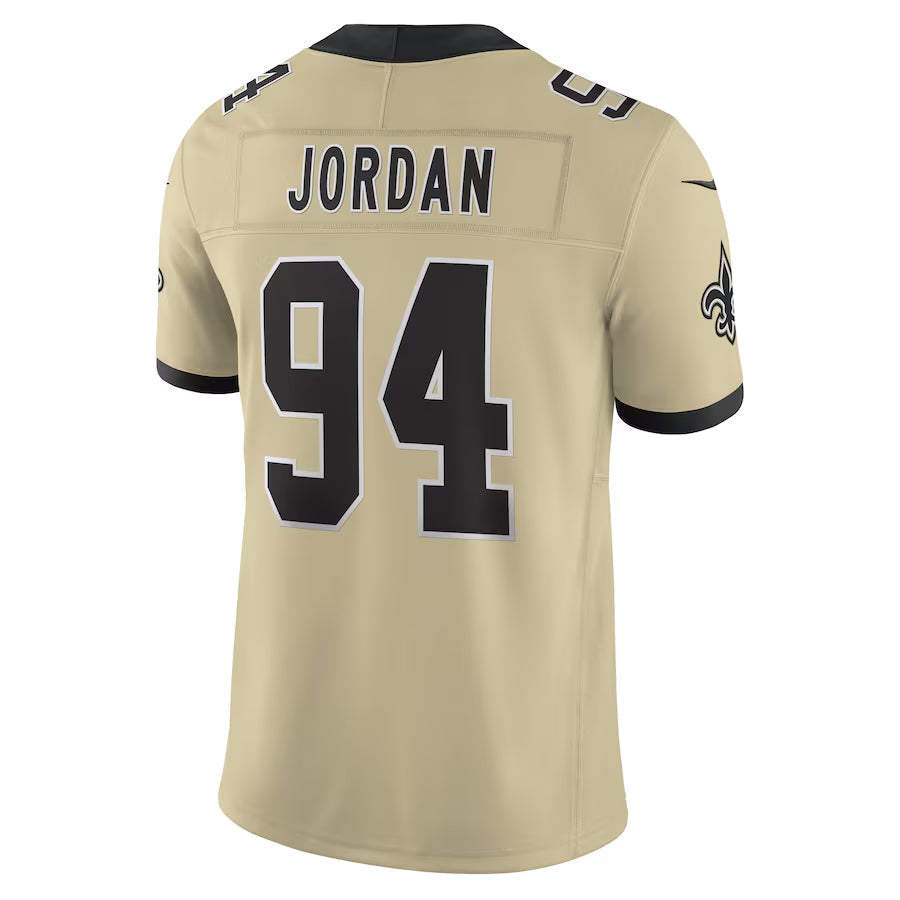 Ndoa NO.Saints #94 Cameron Jordan Player Gold Alternate Vapor F.U.S.E. Limited Stitched Jerseys