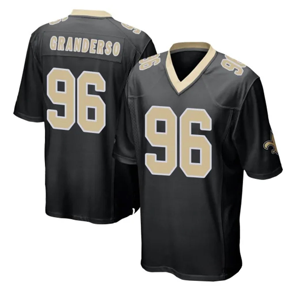 Ndoa NO.Saints #96 Carl Granderson Player Black Home Game Stitched Jerseys