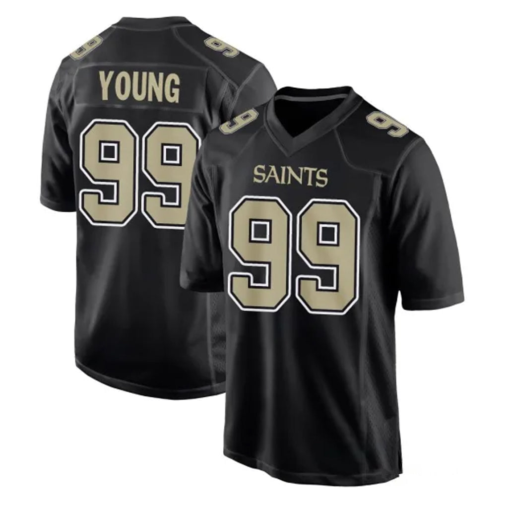 Ndoa NO.Saints #99 Chase Young Player Black Carbon Fashion Home Game Stitched Jerseys