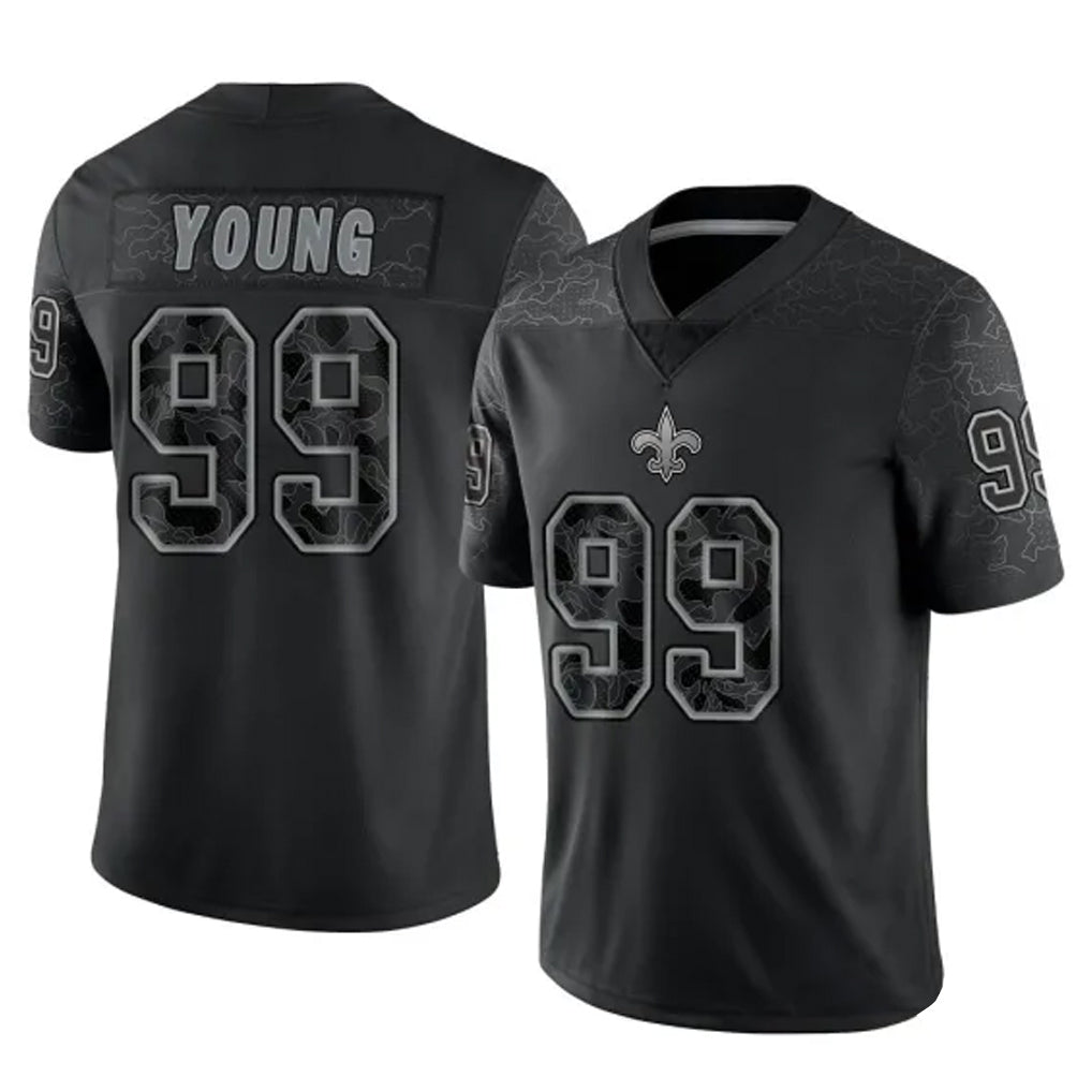 Ndoa NO.Saints #99 Chase Young Player Black Limited Reflective Home Game Stitched Jerseys