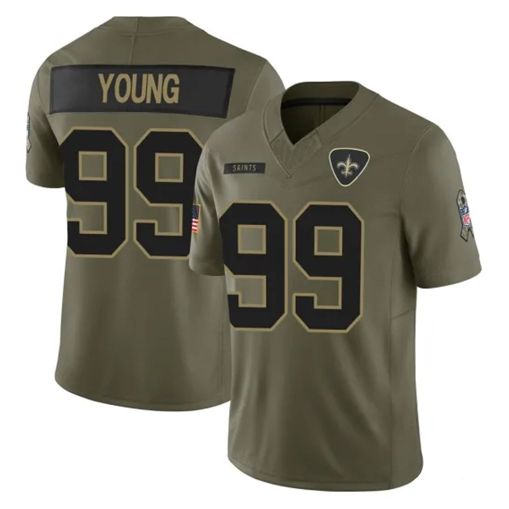 Ndoa NO.Saints #99 Chase Young Player Olive 2025 Salute To Service Limited Stitched Jerseys
