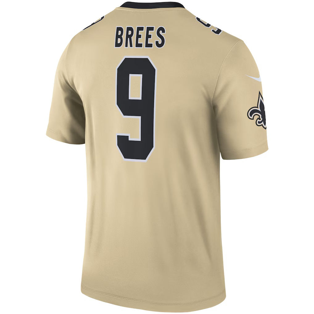 Ndoa NO.Saints #9 Drew Brees Gold Inverted Legend Stitched Jerseys