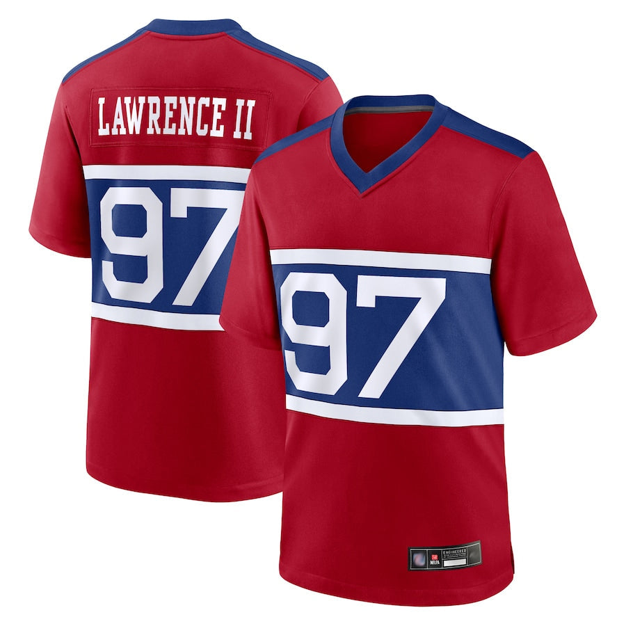 Ndoa NY.Giants Secondary Throwback Alternate Jerseys - Red - #97 Dexter Lawrence II Player