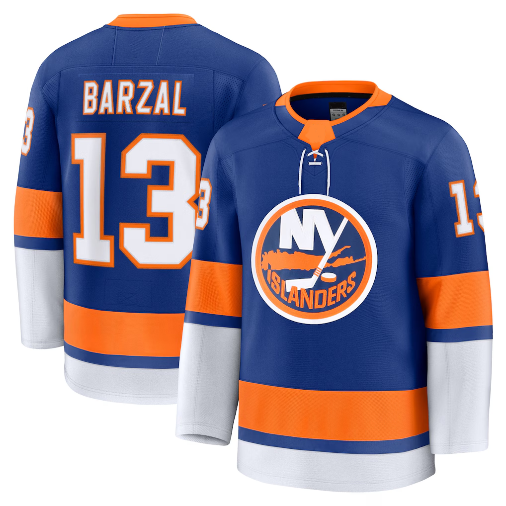Ndoa NY.Islanders #13 Mathew Barzal Royal Home Premium Jerseys
