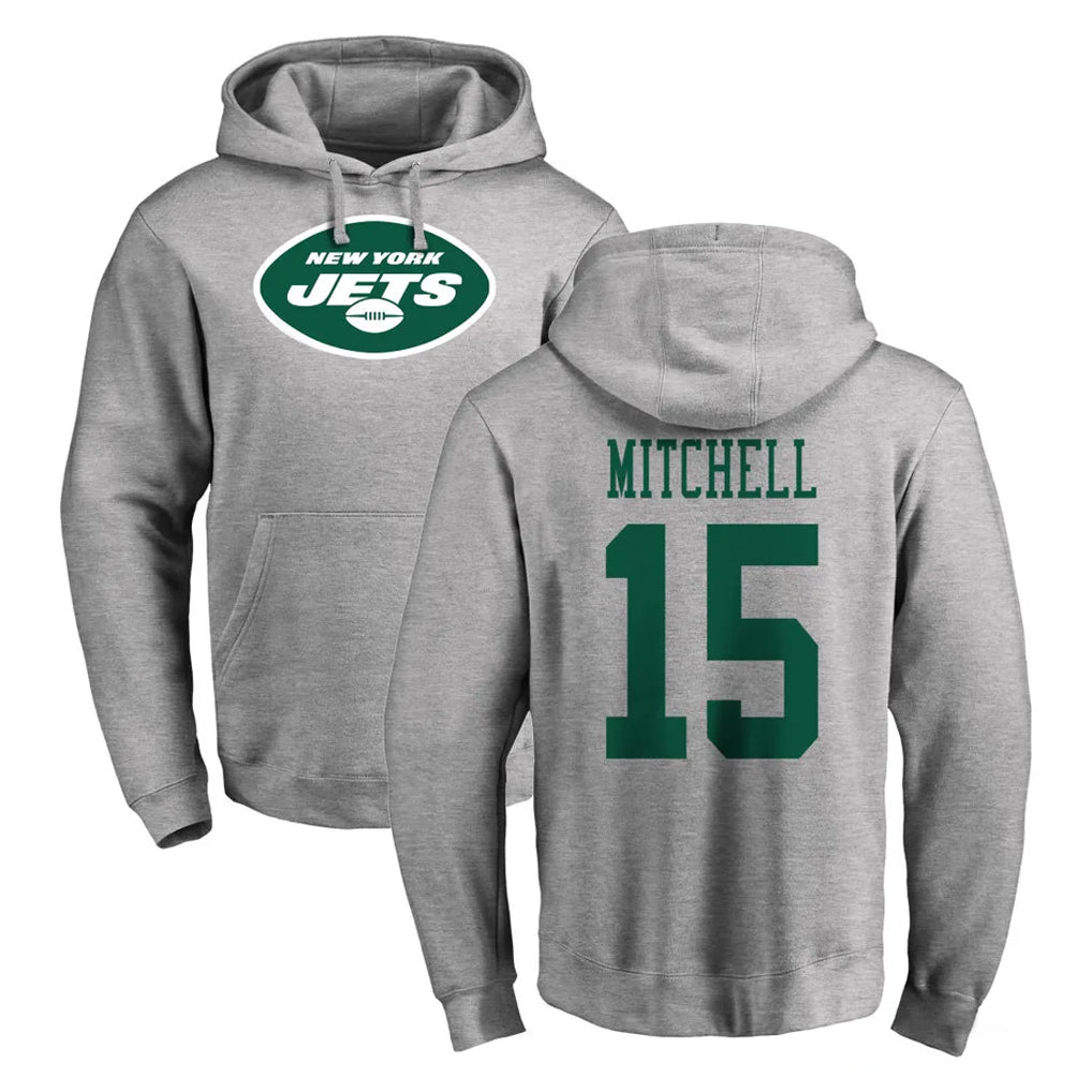 Ndoa NY.Jets #15 Adonai Mitchell Player Gray LOGO Pullover Hoodies Limited Game Stitched Jerseys
