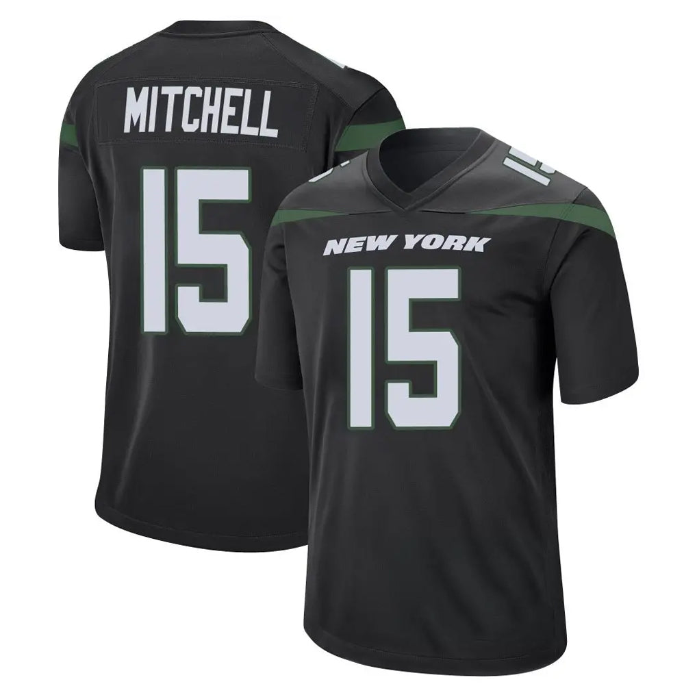 Ndoa NY.Jets #15 Adonai Mitchell Player Stealth Black Home Game Stitched Jerseys