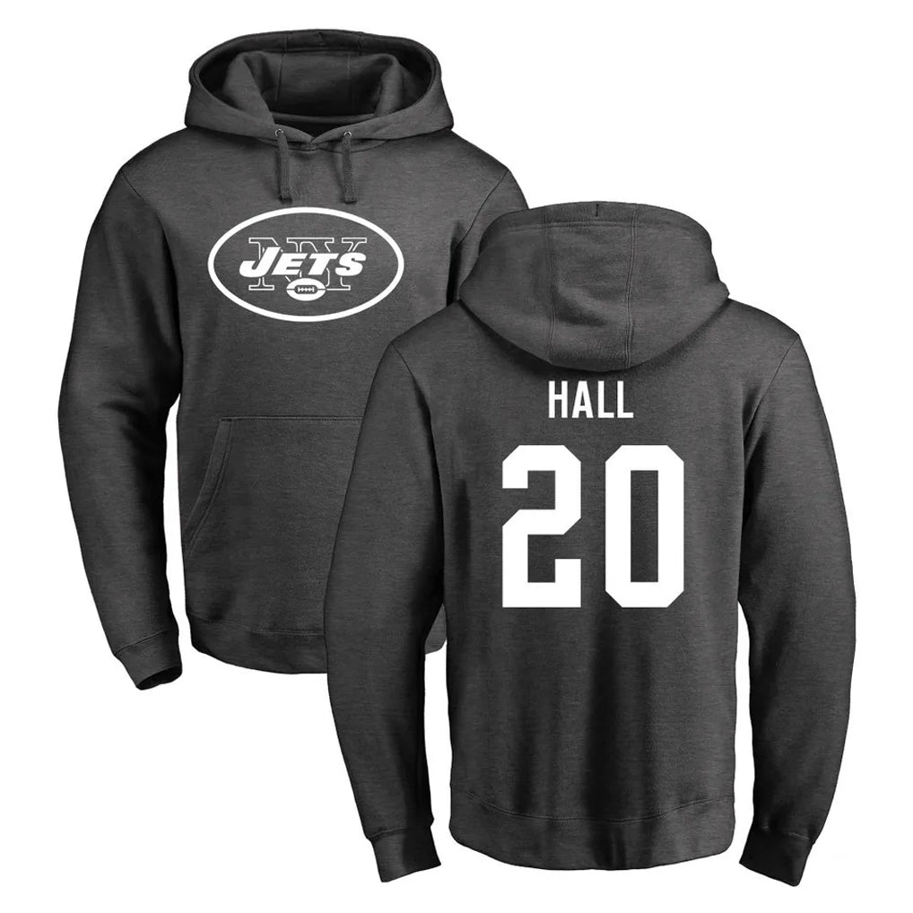 Ndoa NY.Jets #20 Breece Hall Player Gray Pullover Hoodies Limited Game Stitched Jerseys