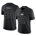 Ndoa NY.Jets #20 Breece Hall Player Stealth Black Limited Reflective Home Game Stitched Jerseys