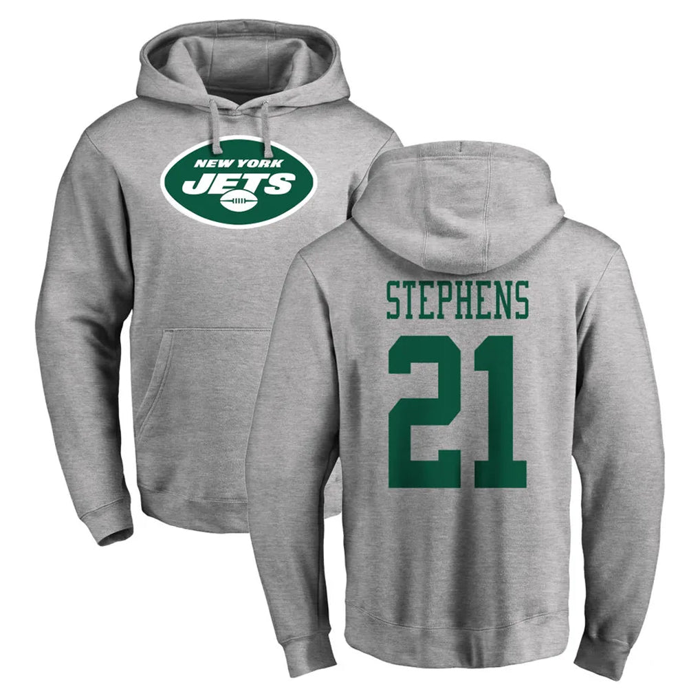 Ndoa NY.Jets #21 Brandon Stephens Player Gray LOGO Pullover Hoodies Limited Game Stitched Jerseys