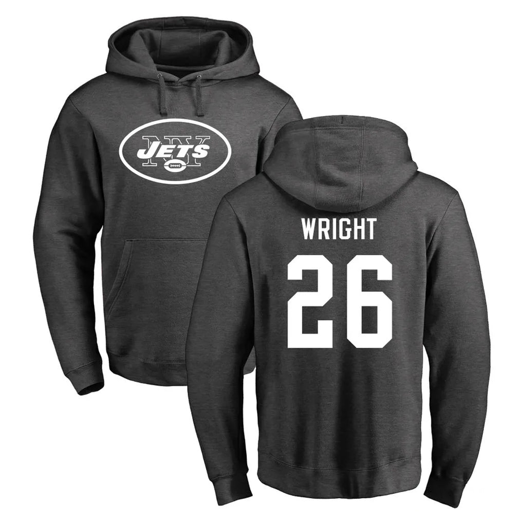 Ndoa NY.Jets #26 Nahshon Wright Player Gray Pullover Hoodies Limited Game Stitched Jerseys