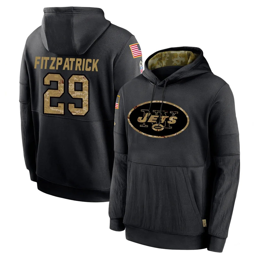 Ndoa NY.Jets #29 Minkah Fitzpatrick Player Black Salute to Service Hoodies Limited Game Stitched Jerseys