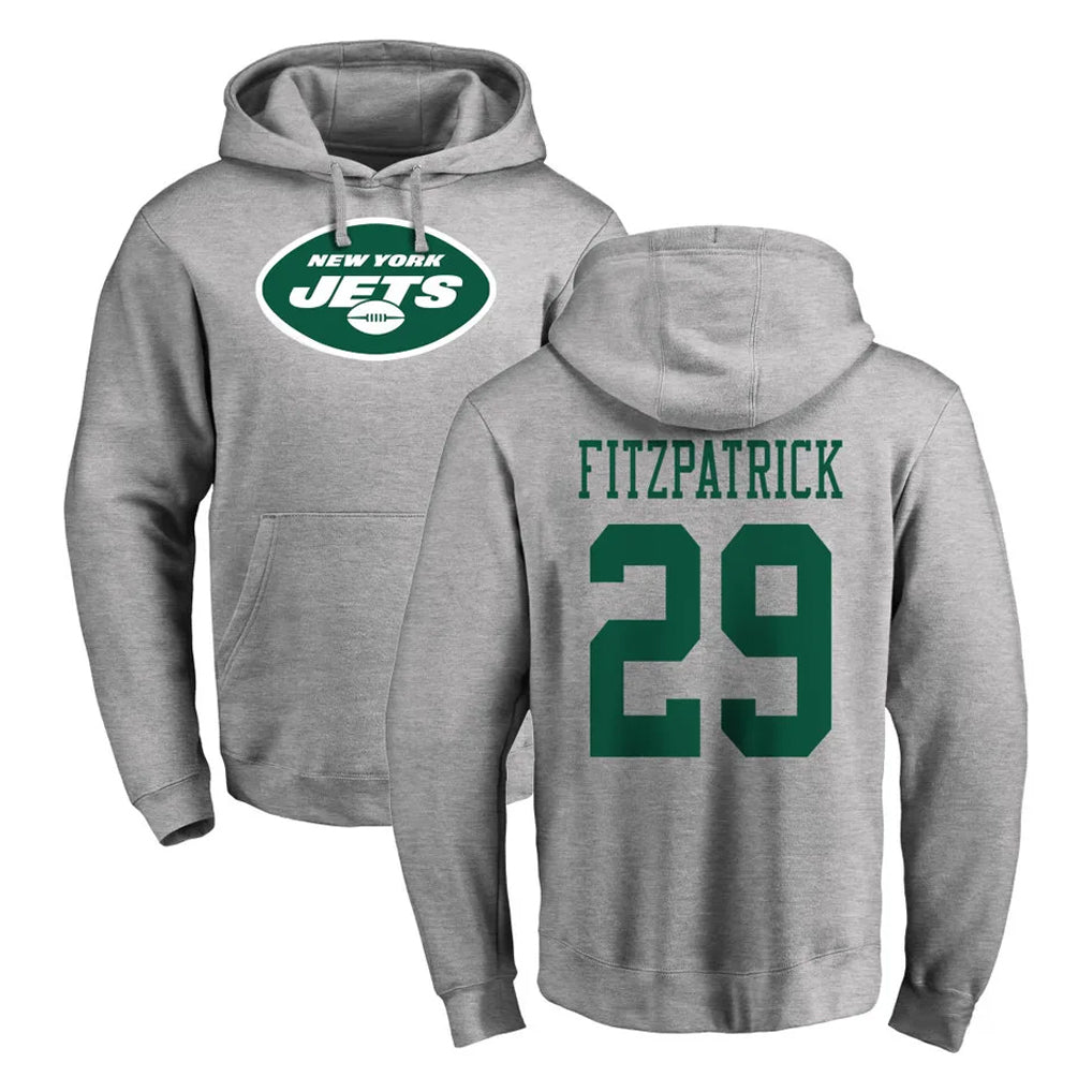 Ndoa NY.Jets #29 Minkah Fitzpatrick Player Gray LOGO Pullover Hoodies Limited Game Stitched Jerseys