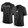 Ndoa NY.Jets #5 Garrett Wilson Player Stealth Black Limited Reflective Home Game Stitched Jerseys