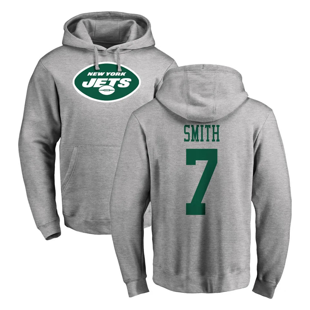 Ndoa NY.Jets #7 Geno Smith Player Gray LOGO Pullover Hoodies Limited Game Stitched Jerseys