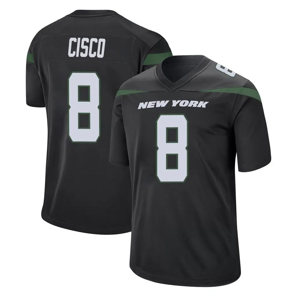 Ndoa NY.Jets #8 Andre Cisco Player Stealth Black Home Game Stitched Jerseys