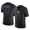 Ndoa NY.Jets #8 Andre Cisco Player Stealth Black Limited Reflective Home Game Stitched Jerseys