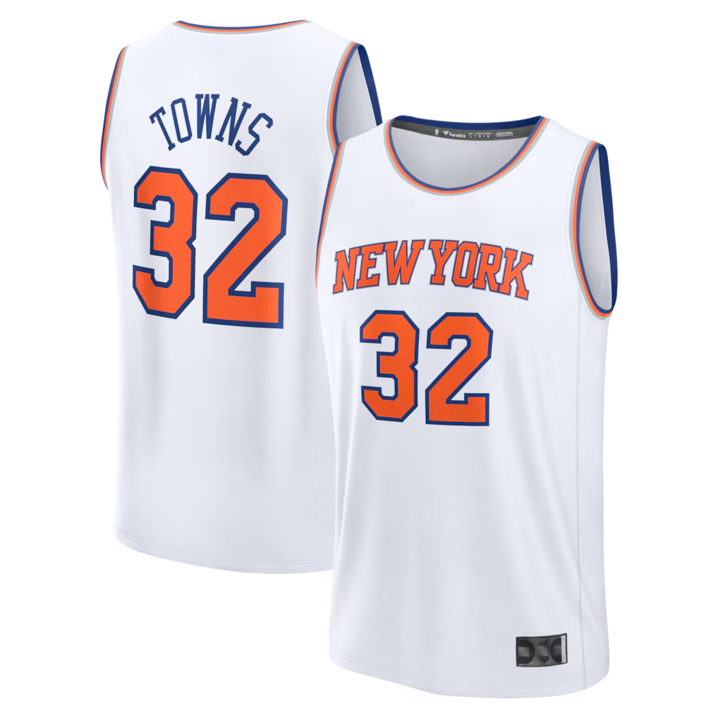 Ndoa NY.Knicks #32 Karl-Anthony Towns  White Fast Break Replica Player Jerseys - Association Edition