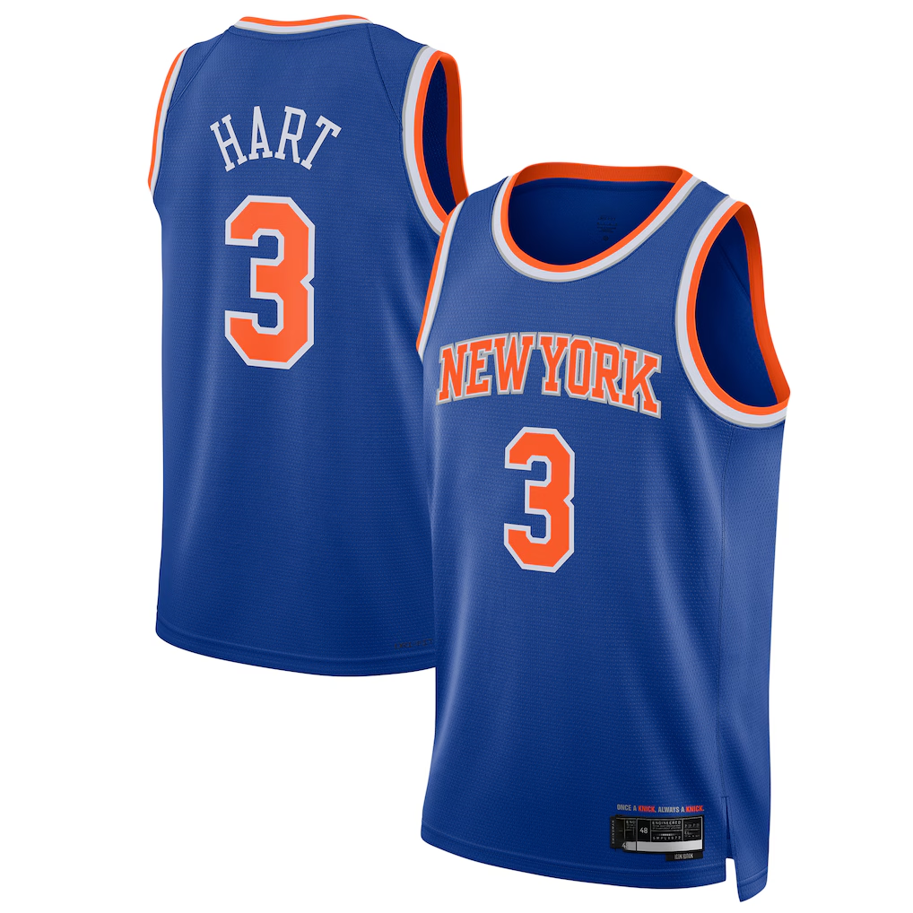Ndoa NY.Knicks #3 Josh Hart Blue Swingman Player Jerseys - Icon Edition