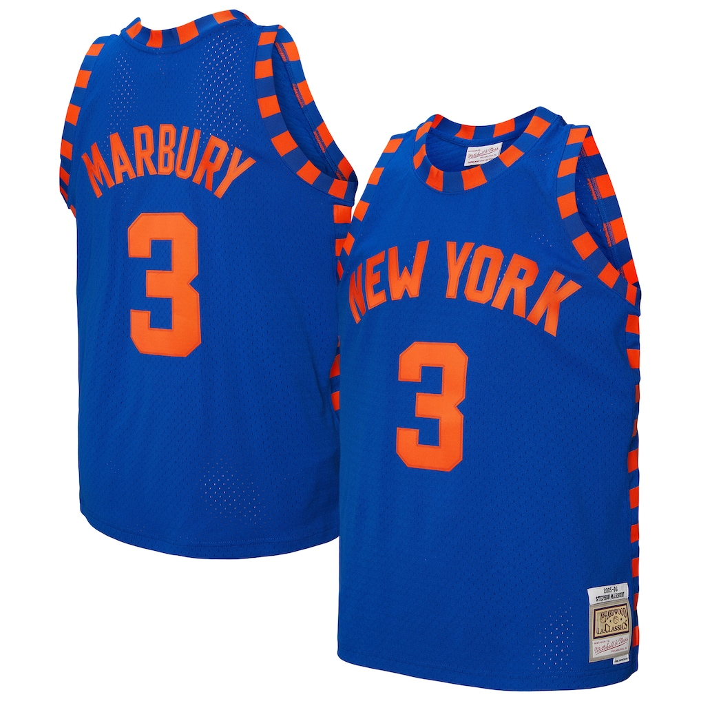 Ndoa NY.Knicks #3 Stephon Marbury Mitchell & Ness Blue 200506 Hardwood Classics Swingman Jerseys