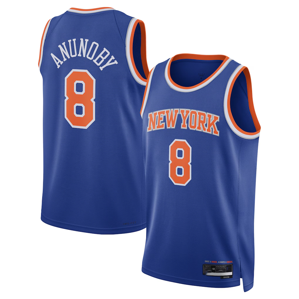 Ndoa NY.Knicks #8 OG Anunoby Blue Swingman Jerseys - Icon Edition
