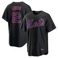 Ndoa NY.Mets #12 Francisco Lindor Player Black Alternate Home Game Stitched Jerseys