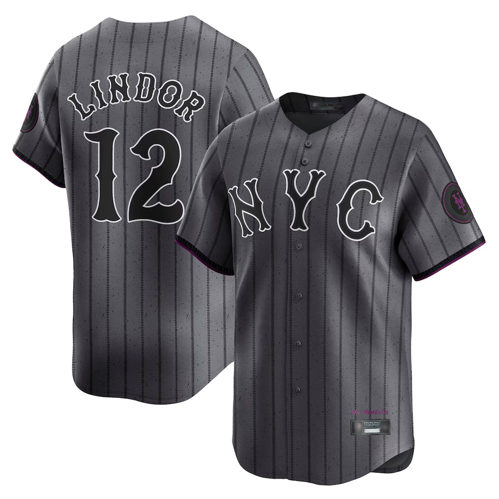 Ndoa NY.Mets #12 Francisco Lindor Player Gray City Connect Limited Stitched Jerseys