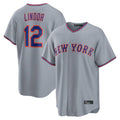 Ndoa NY.Mets #12 Francisco Lindor Player Gray Road Home Game Stitched Jerseys
