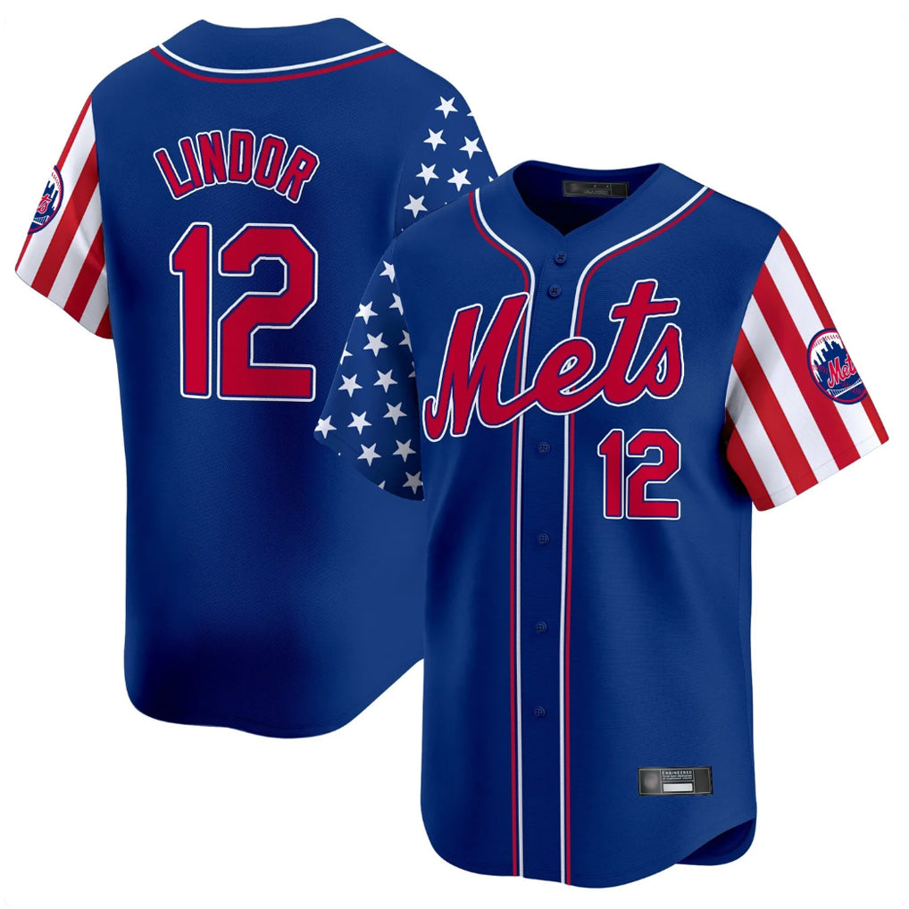 Ndoa NY.Mets #12 Francisco Lindor Player Royal 2025 Independence Day Vapor Premier Limited  Stitched Jerseys