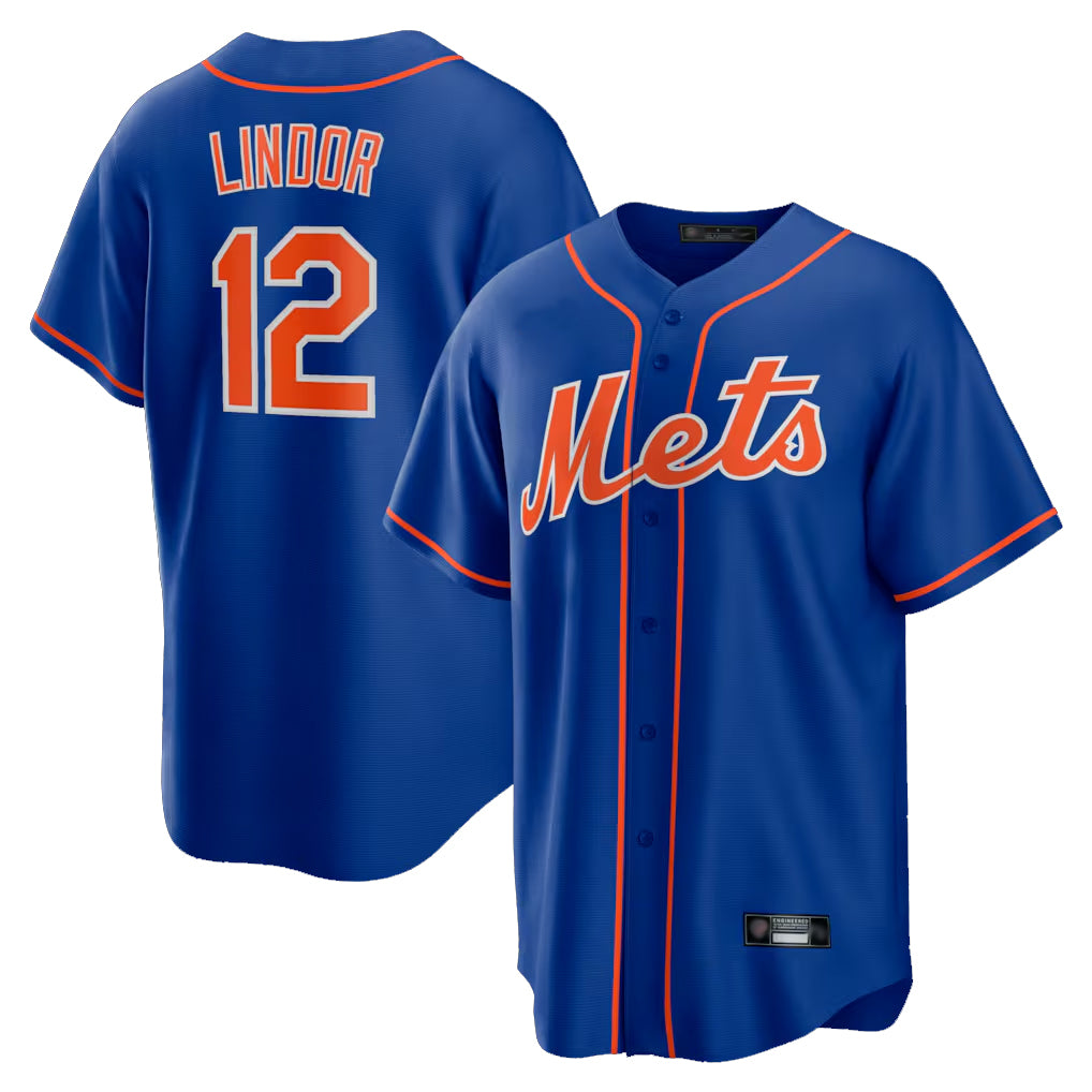 Ndoa NY.Mets #12 Francisco Lindor Player Royal Home Game Stitched Jerseys