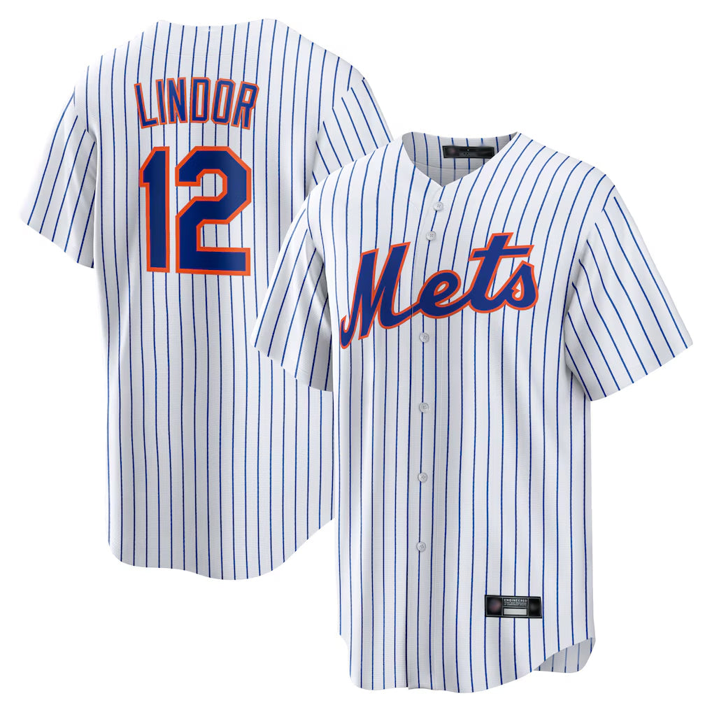 Ndoa NY.Mets #12 Francisco Lindor Player White Home Game Stitched Jerseys