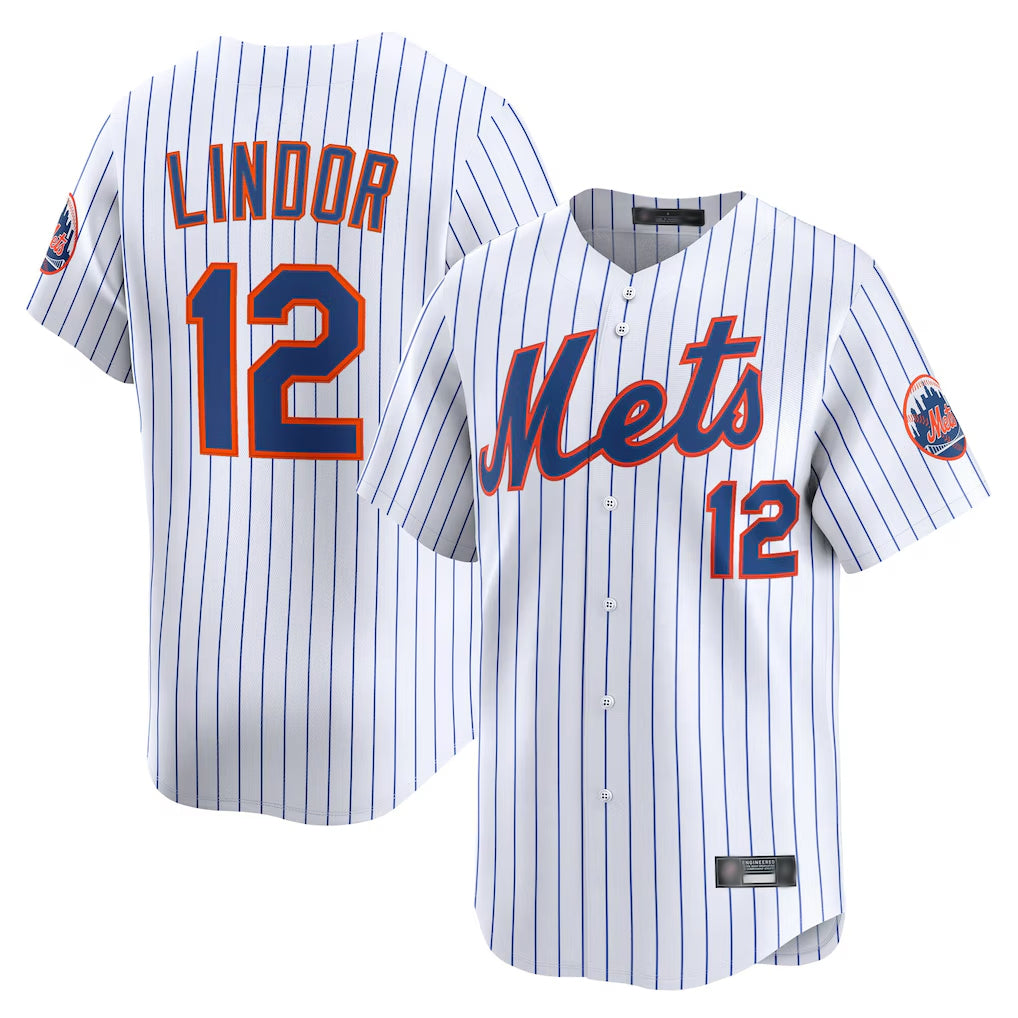 Ndoa NY.Mets #12 Francisco Lindor Player White Home Limited Stitched Jerseys