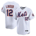 Ndoa NY.Mets #12 Francisco Lindor Player White Home Limited Stitched Jerseys