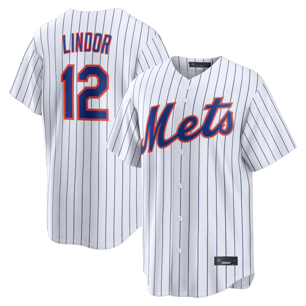 Ndoa NY.Mets #12 Francisco Lindor Player White Home Replica Stitched Jerseys