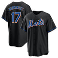Ndoa NY.Mets #17 Keith Hernandez Player Black Replica Home Game Stitched Jerseys