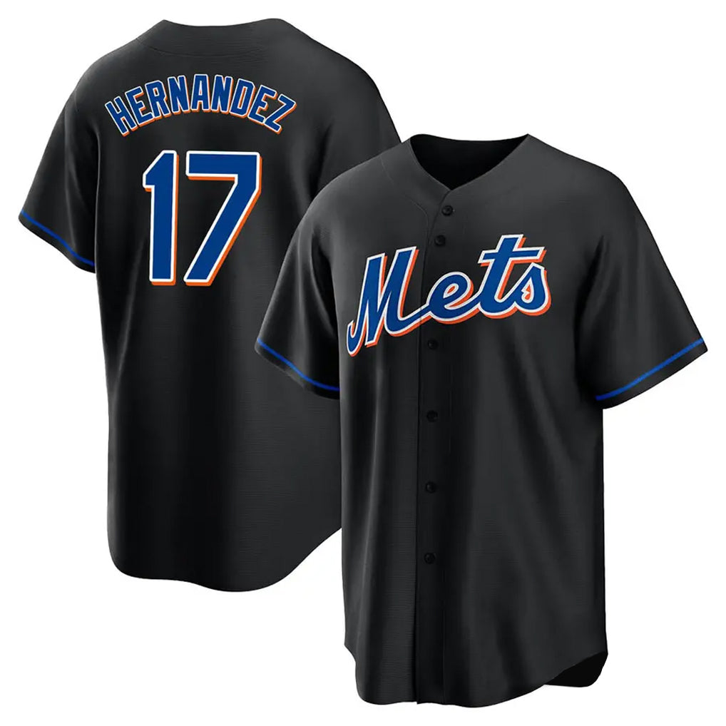 Ndoa NY.Mets #17 Keith Hernandez Player Black Replica Home Game Stitched Jerseys